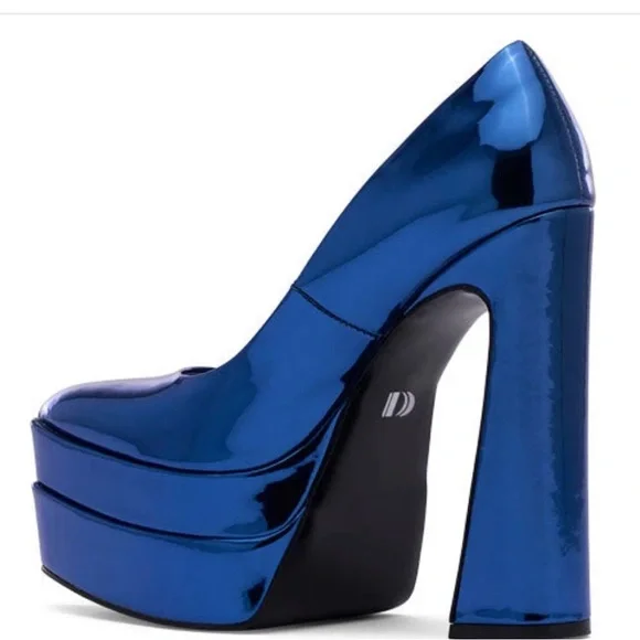 COPY - Marlania Platform Pump - Metallic Blue Speccio - Picture 3 of 6